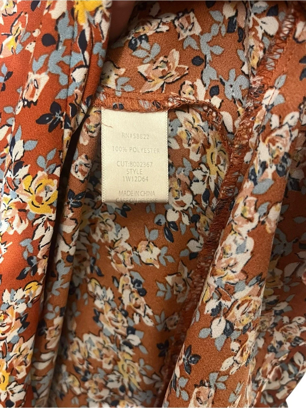 Max Studio Rust Floral Ruffle Shift Dress - Picture 5 of 7